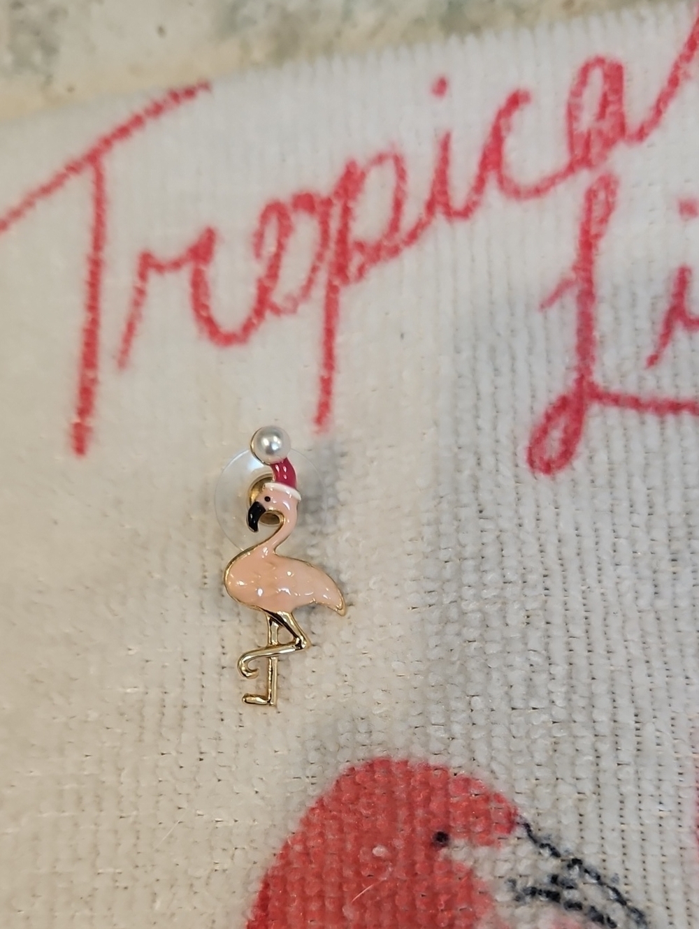 Flamingo Enamel Pin Earrings - Pink Flamingo Stud